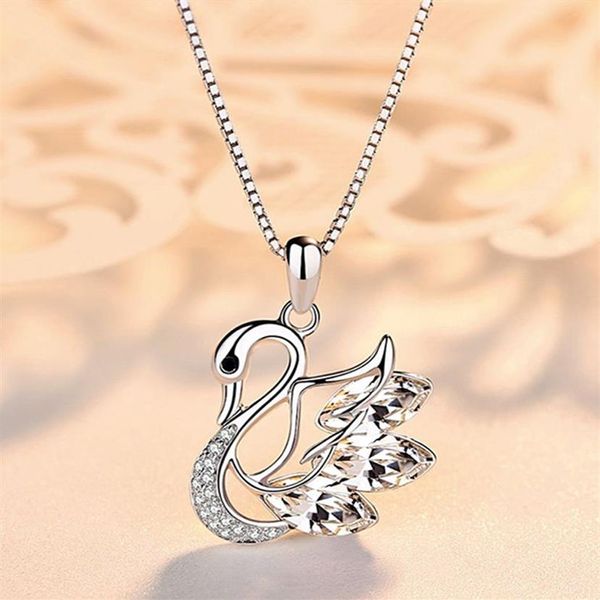 Collana con ciondolo cigno in argento sterling, medaglione, catena in argento, natura, ametista, cigno, ciondolo con ciondolo, regalo di gioielli per la fidanzata279y