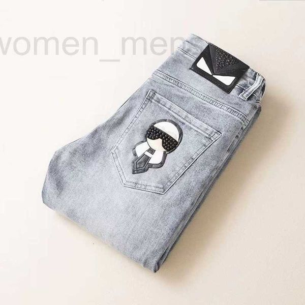 Herrenjeans Designer Designer Herrenjeans Mode Damen kleines Monster schlank kleine Füße gerade Freizeithose M12R