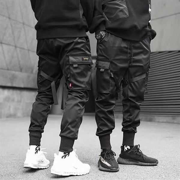 Calças masculinas 2021 hip hop menino multi-bolso cintura elástica design harem pant homens streetwear punk calças casuais jogger masculino dan265g