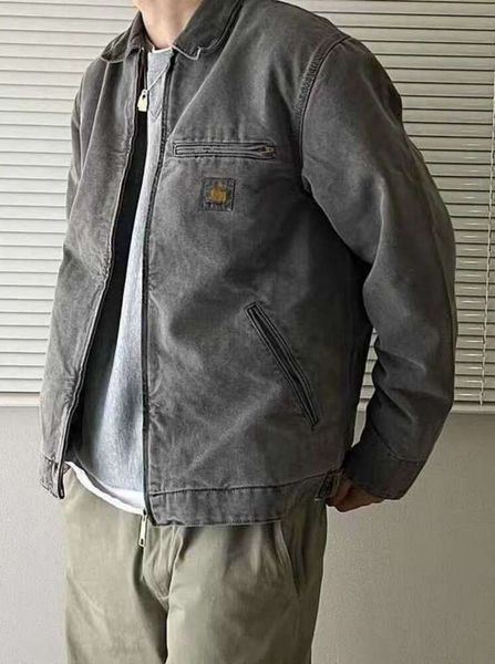 2023 Herrenjacken Arbeitskleidung Modemarke Carhart Canvas Waschbar Wachsgefärbt Detroit Jacke Mantel American Style Wear Label dünn