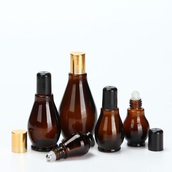 Âmbar vidro 10ml rolo bola garrafa de óleo essencial perfume spray garrafas recarregáveis recipiente vazio transporte rápido f2017 kccsk