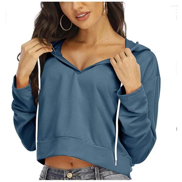 Felpe con cappuccio da donna 2023 Felpa con cappuccio autunno Crop Top Felpa con cappuccio Polerones Pullover Donna sexy Abbigliamento Pullov Casual Sport