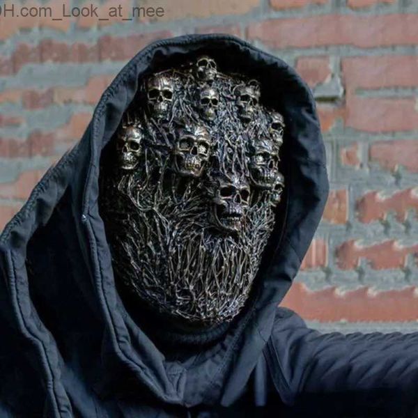 Maschere per feste Doomsday Skull Cyberpunk Maschera Horror Maschera in lattice a pieno facciale per Halloween Cool Steampunk Cosplay Mascara per uomo Maschera teschio Horror Q231009