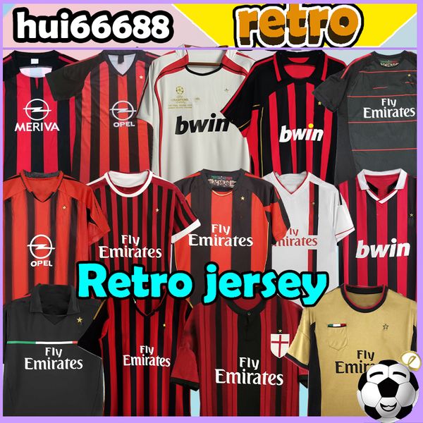 Retro Milans Jersey de futebol 2002 03 04 05 06 07 09 2010 11 12 13 14 15 Haller Pirlo Shevchenko Baggio Cruyff Marley Berghuis AC Men Uniform Uniforme