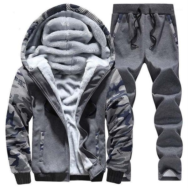 Tracksuits masculinos OLOEY Winter Sport Suit Quente Veludo Casual Homens Sportwear Define Espessamento Track Suits Hoodie Sweat Tracksuit 234e