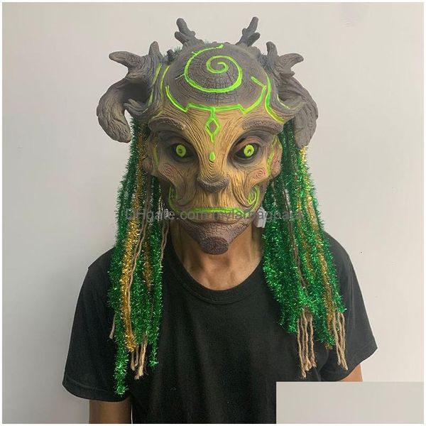 Party Masken Steampunk Elf FL Gesichtsmaske Halloween Cool Head Led Latex Cyberpunk Cosplay Mascara Karneval Maskerade Glow Drop Lieferung Dhmrl