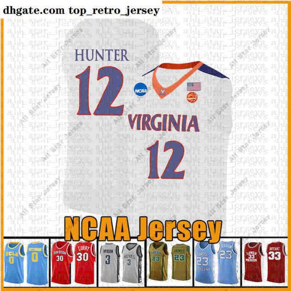 Basquete universitário veste branco 12 De'Andre Virginia Cavaliers Hunter camisa de basquete 21 Rui NCAA University Hachimura ADSXCSWAECF