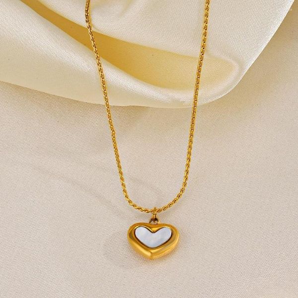 Anhänger Halsketten SALE Mode Muschel Herz Halskette für Frauen Edelstahl vergoldet 18k Gold Nische minimalistische Ketten Halsband Schmuck Geschenk