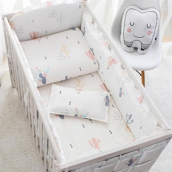 Set di biancheria da letto da 4 a 10 pezzi in cotone per bambini, biancheria da letto per ragazza, paracolpi per lettino staccabile, 7 misure, biancheria da letto per culla12359