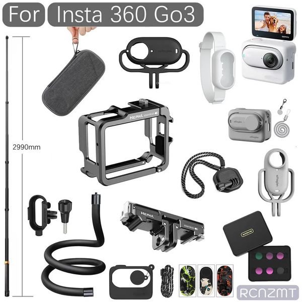 Outros produtos de câmera Kit de acessórios para Insta360 GO 3 Capa de silicone ND UV CPL Filtro Quadro Gaiola Adaptador de montagem Tripé de vidro temperado Bolsa de selfie 231007