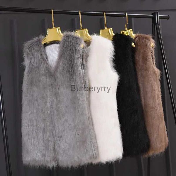 Женский меховой мех мода Fashax Fux Fur Winter Randeveless Slim Vest Jackets Coat Женщины жены на вершине тепло