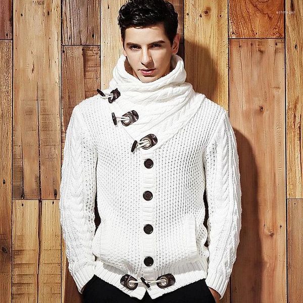 Männer Pullover Herbst Winter Männer Cowhorn Schnalle Pullover Mantel Koreanische Mode Beiläufige Dünne Strickwaren Männlich Verdicken Kurze Strickjacke