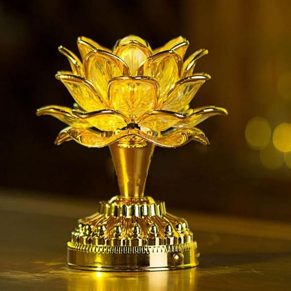 AC8247Y Gold Batterie Buddha Musik Lautsprecher Licht Blume Fancy Bunte wechselnde LED Lotus Blume Romantische Hochzeit Dekoration Party Lampe