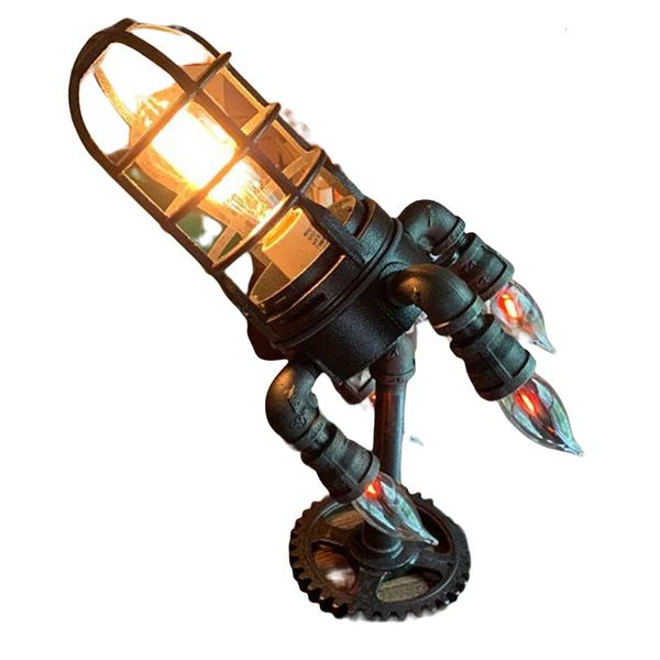 Oggetti decorativi Figurine Luce notturna Lampada a razzo Forniture per la casa Lanterna Steampunk a lunga durata 231007