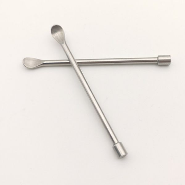 Metal Earpick Cucchiaio per bottiglia da fiuto in acciaio inossidabile colore argento Snuff Snorter Scoop brocca cucchiaio narghilè accessorio