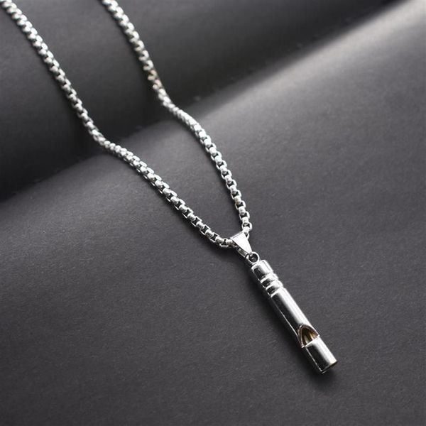 Ожерелья с подвесками, ожерелье со свистком, хип-хоп, индивидуальная модная мужская простая крутая флейта, креативная металлическая цепочка248N