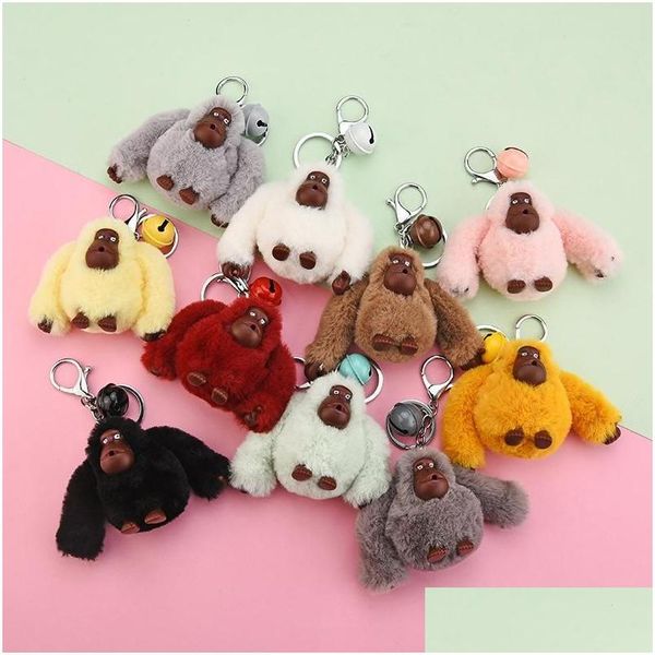 Portachiavi Cordini Portachiavi Donna Scimmia Animale Bambola Giocattolo Borsa Ciondolo Decorazione Fluffy Fuzzy Accessorio Fibbia Anello Gancio Bambini Come Otnqd