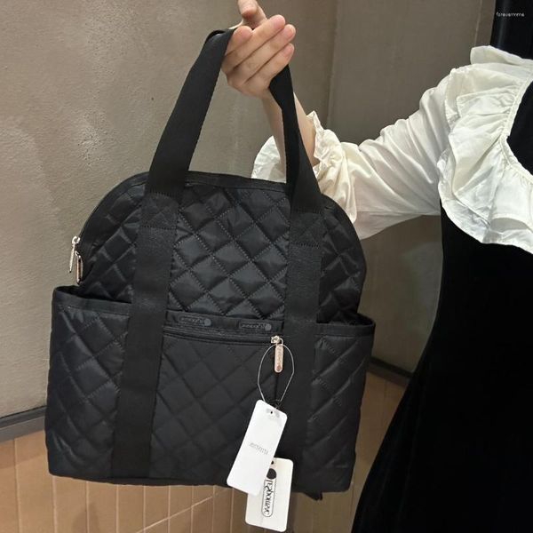 Zaino Borsa a tracolla nera pura Pendolare femminile Zaino da viaggio per donna di grande capacità da lavoro 2442