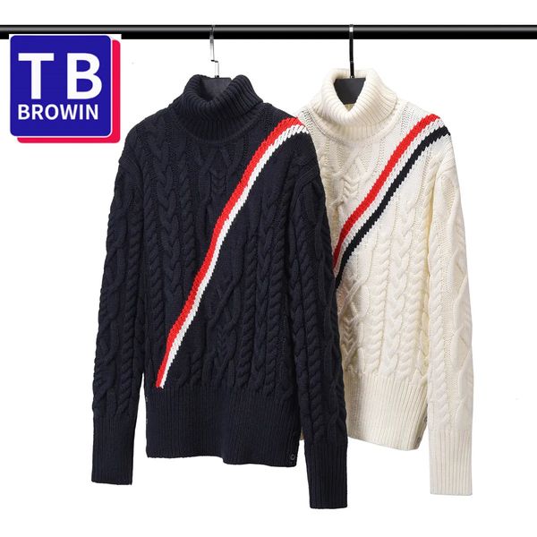 Maglioni da uomo TB BROWIN maglione a collo alto in lana tb per uomo e donna con maglieria base maglione stile britannico per tutti i giorni 231007