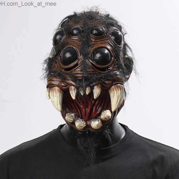 Partymasken Gruselige Spinne Latexmaske Cosplay Gruselige Tierspinnen Große Augen Horrorzahn Offener Mund Helm Halloween Party Kostüm Requisiten Geschenk Q231007