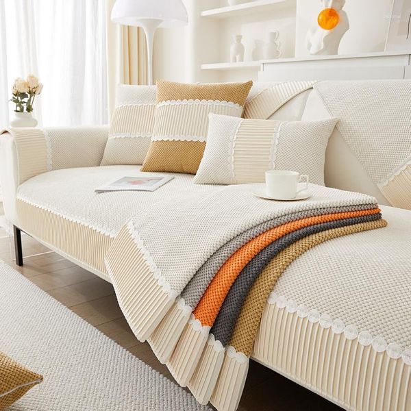 Coprisedie Cuscino per divano 2023 Fodera in pelle universale Four Seasons Asciugamano in tessuto leggero di lusso in stile francese