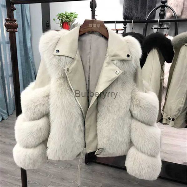 Casacos de pele sintética de pele feminina de luxo com jaqueta de couro PU para mulheres curtas motocicleta outwear 2023 inverno moto bicicleta jaqueta casaco de pele quenteL231007