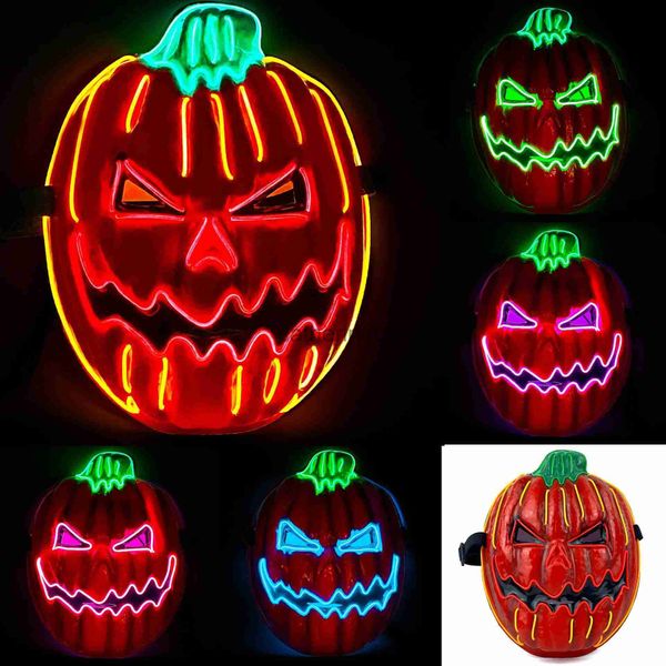 Altri articoli per feste per eventi Puntelli per feste di Halloween Maschera horror a LED luminosa Gloiwng Neon Maschera per testa di zucca Maschera luminosa Decorazione spaventosa x1007