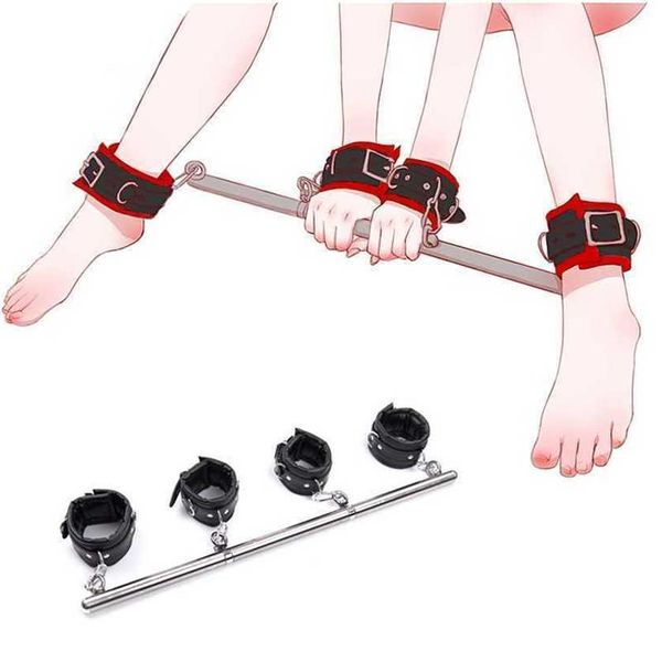 Nxy brinquedos sexuais homens bdsm bondage barra espalhadora de aço inoxidável removível punhos de mão tornozelo escravo trajes cosplay adultos sm brinquedos sexuais para casais