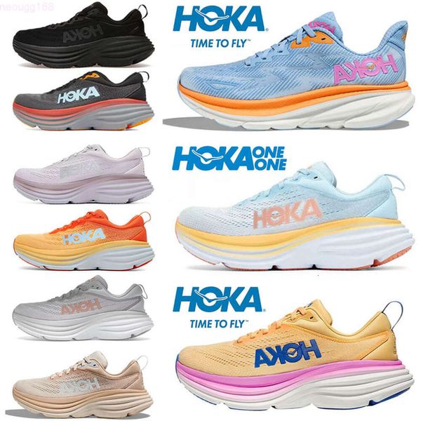 Hoka One Clifton Q 9 Прогулочная обувь Мужские женские Hokas Bondi Черно-белые серые кроссовки Fashion Qs Movement Free People Seaweed Blue Coral Дизайнерские кроссовкиHY