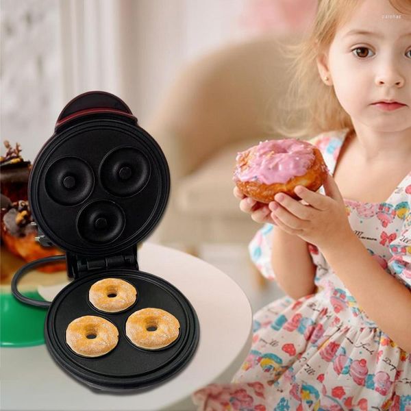 Moldes de cozimento Donut Maker Máquina DIY Mini Home Use Donut com três furos dupla face aquecimento para pão biscoito