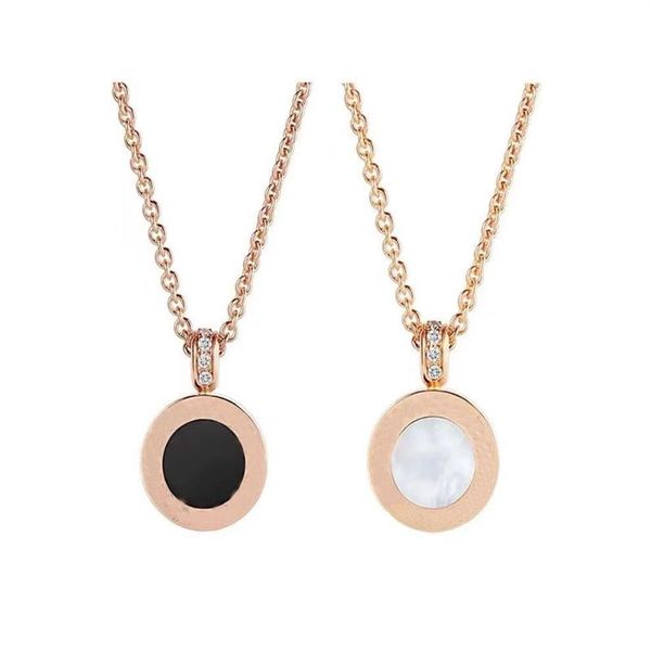 Collana di moda di lusso disco rotante a doppia faccia collane di madreperla pendente scorrevole con diamanti con squisita confezione regalo p245H