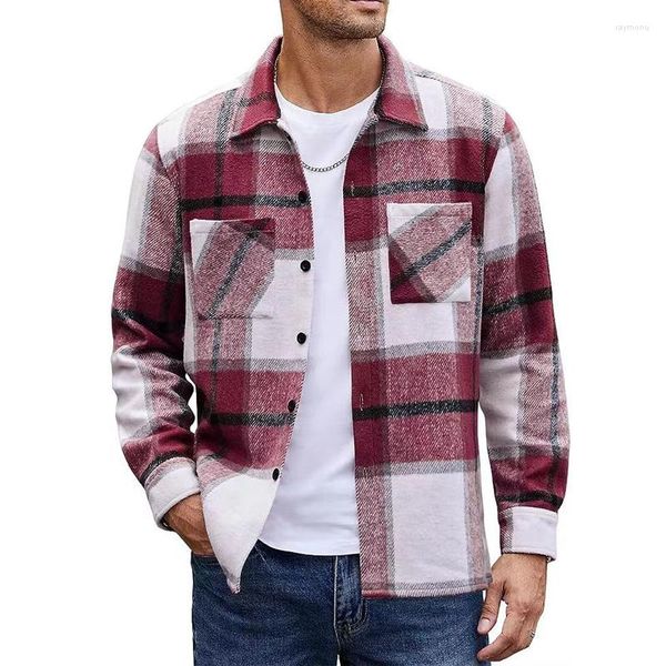 Jaquetas Masculinas 2023 Vendas De High-End Quente Xadrez Outono E Inverno Camisa Grossa Casaco