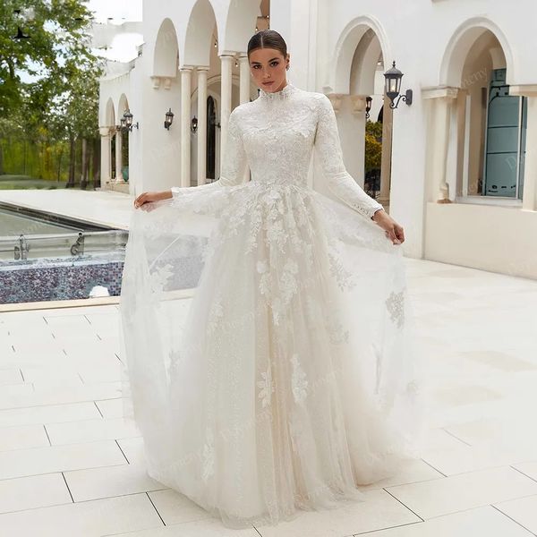 Abiti da sposa principessa bianchi linea A Abiti da sposa Abito da sposa lungo fino al pavimento senza maniche a strati gonfi 0123