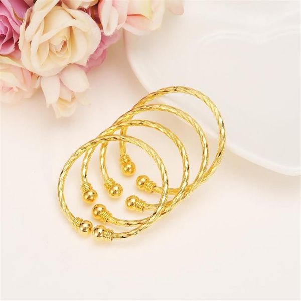 Armreif 4 Stück Dubai Gold Stempel Baby kleines Kind Armband für Kinder afrikanische Kinder Bairn Schmuck Naher Osten Arabisch süßes Geschenk1327x