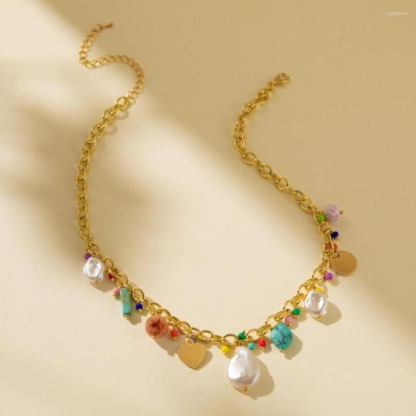 Anhänger Halsketten Natürliche Stein Shell Reis Perlen Halskette Für Frauen Einfache Vielseitige Damen Party Geschenk Schmuck Großhandel Direkt Verkäufe