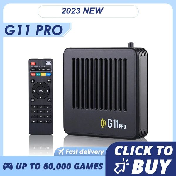 Lettori di giochi portatili Console video G11 Pro 4K HD 2 Controller wireless 4G 256 GB Emuelec4 3 S905X2 Gamebox per famiglie a doppio sistema integrato 60000 231007