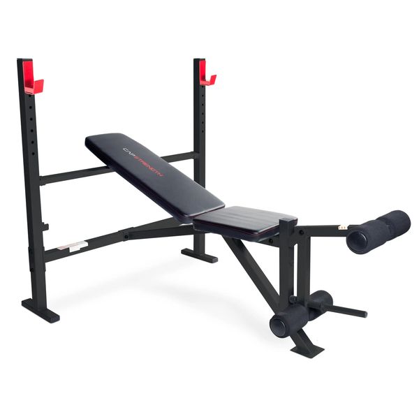 Panca pesi per addominali Core Strength Deluxe di media larghezza con attacco per gamba 500 libbre Nero 231007