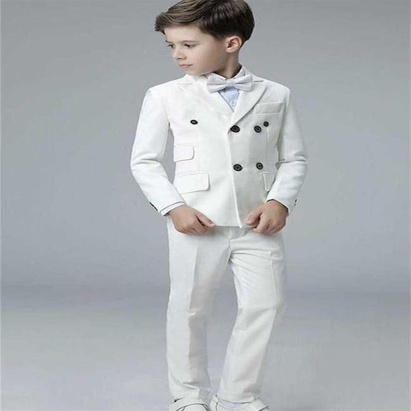 2 pièces garçon costumes pour mariage bal de promo smoking double boutonnage pointe revers ivoire enfants costume cérémonie de remise des diplômes veste pantalon X0902872