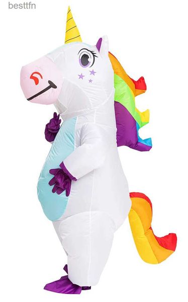 Thema Kostüm Tisch Einhorn kommen Erwachsene Kinder Regenbogen Halloween kommt für Frauen Männer Erwachsene Karneval Maskottchen Purim Weihnachten CosplayL231007