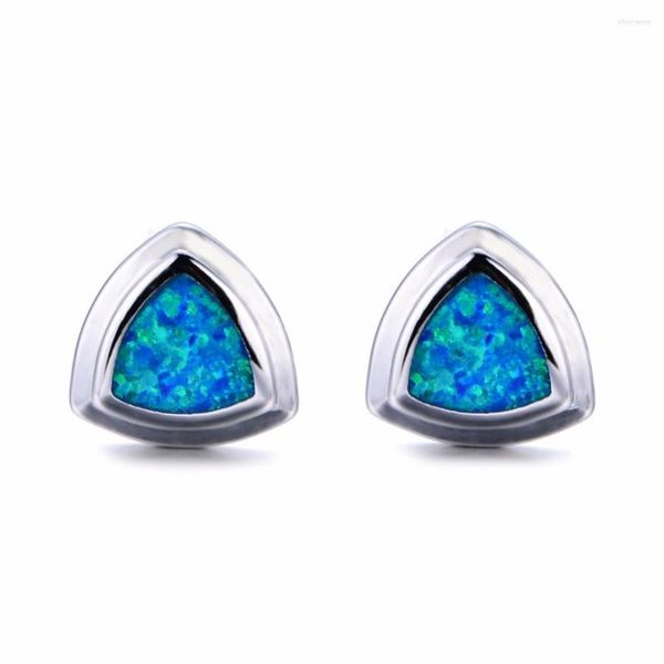 Orecchini a bottone in argento sterling S925 con opale blu per regali di compleanno