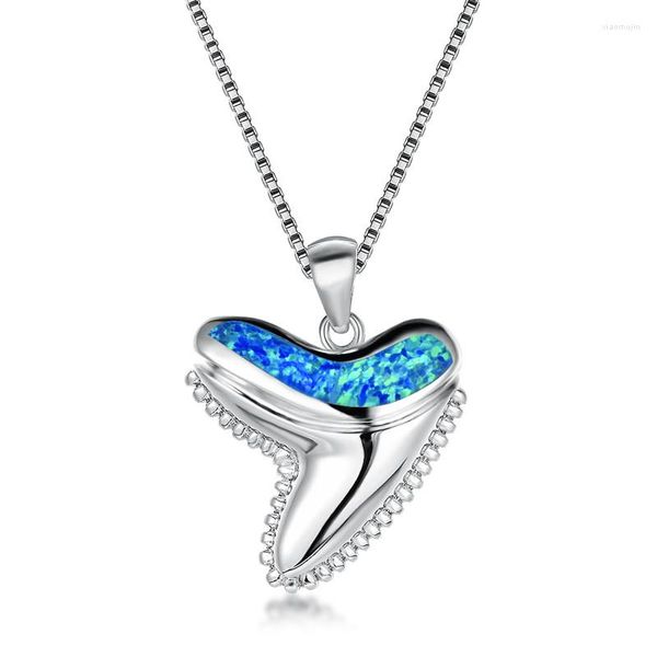 Ciondoli Ciondolo creativo numero 7 Ciondolo bianco blu opale Collane per donna Collana in argento 925 con pietre portafortuna Regali femminili per il 7 ° anniversario