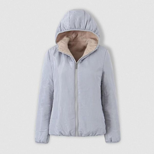 Giacche da donna Giacca foderata in pile per fodera per cappotto con cappuccio slim fit Fodera invernale calda in pelle di pecora Capispalla Abiti Abbigliamento femminile da esterno