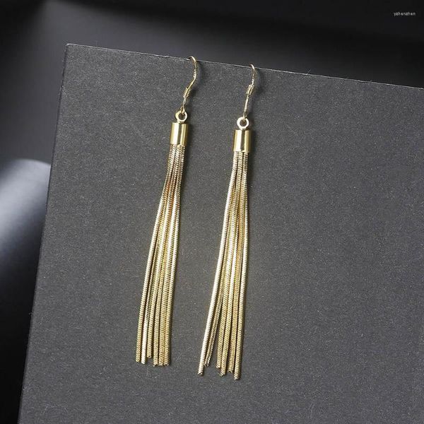 Brincos pendurados Zhouyang piercing longo borla gota para mulheres presente de natal cor dourada acessórios femininos joias de moda e267
