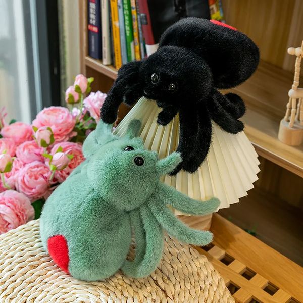 Bambole di peluche Simulazione Ragno nero che salta Bambola Animale domestico strisciante Simpatico rettile giocattolo Super 231007