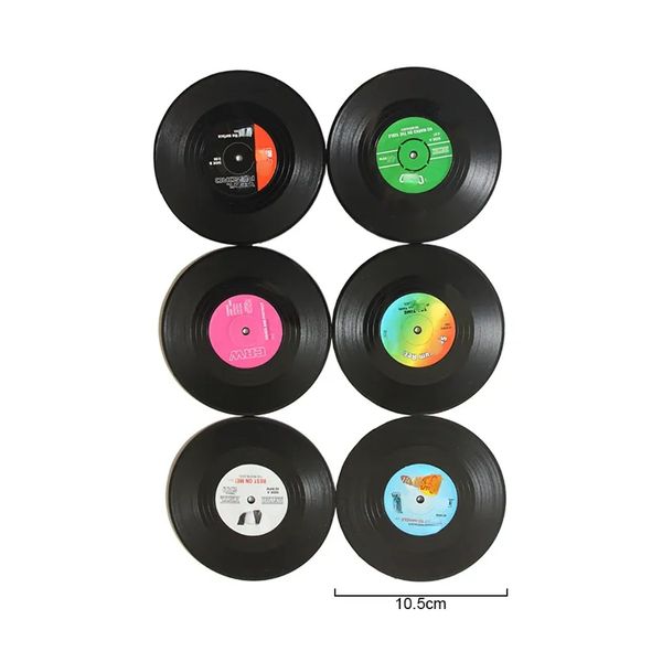 All-Match Retro Ana Masa Kupası Mat 4pcs/Set 6pcs/Set Yaratıcı CD Kayıtlı Kahve İçecek Çayı Placemat Vinil Barışları Rastgele Renk