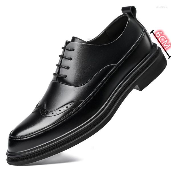 Sapatos de vestido Altura Aumentando Mens Casamento Brogue Heel Homens Negócios Elevador Moda Homem Elevador Sapato Oxford