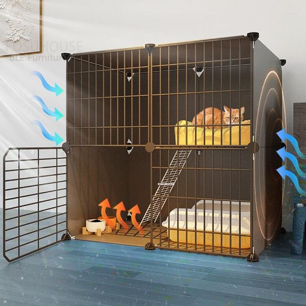 Katze Träger Moderne Schmiedeeisen Käfige Hause Doppel-schicht Käfig Große Hund Haus Outdoor Indoor Haustier Villa Warme Bett produkte