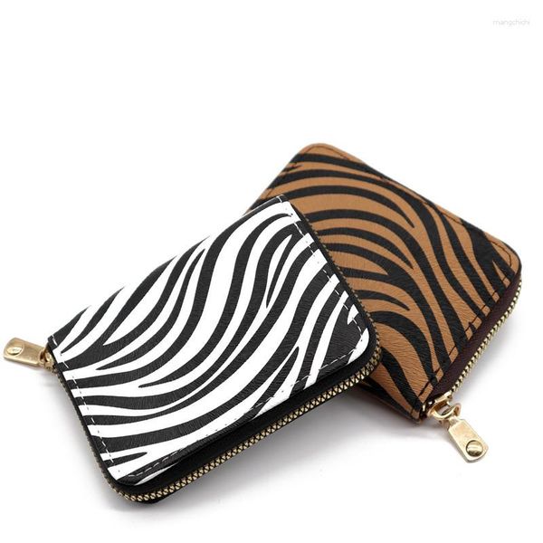 Titulares de cartão Leopard ID Cartões Anti Thief Coin Bolsa Carteiras Saco Organizador Business Zipper Titular Bank Credit Bus Cover