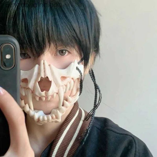 Tema traje halloween crânio festa máscara anime dragão deus esqueleto meia face máscaras osso crânio animais máscara cosplay dança baile vem propsl23100