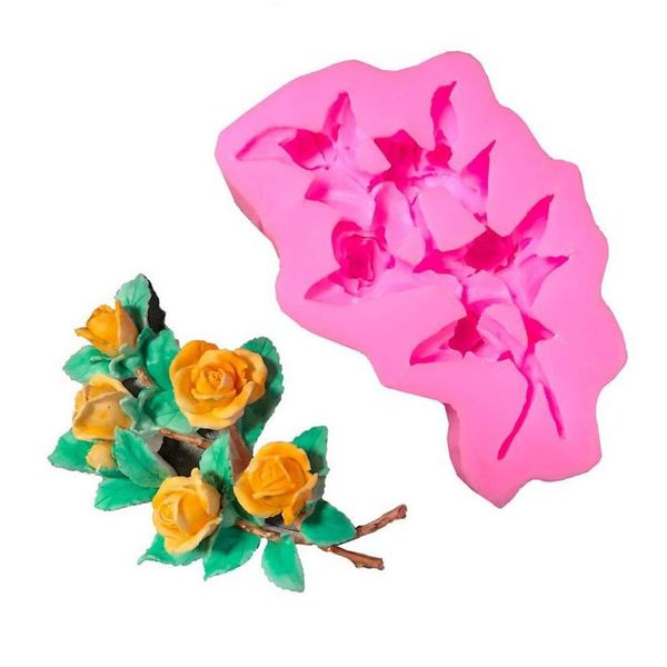 Backformen 3D Blumenstrauß Sile Form Handgemachte Rose Candy Fondant Kuchen Gummipaste Dekoration Harz Epoxid Ton liefert MJ1243 Drop Dh3Bi